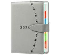 ZXHQ Diary 2026 Page a Day A5, Jan-Dec, 2026 Diary Day to View, Full Year Daily Planner with Monthly Overview, UK Holiday, Colorful Tabs, Fine Inner Pocket, 5.9" × 8.5"- Grey