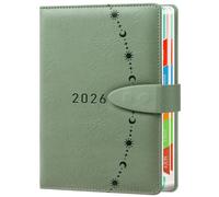 ZXHQ Diary 2026 Page a Day A5, Jan-Dec, 2026 Diary Day to View, Full Year Daily Planner with Monthly Overview, UK Holiday, Colorful Tabs, Fine Inner Pocket, 5.9" × 8.5"- Army Green