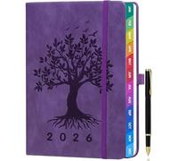 ZXHQ Diary 2026 Week to View A5, 2026 Diary Vertical Version, Jan - Dec, 2026 Weekly & Monthly Full Year Planner, Hardcover, UK Holidays, Colourful Tabs, Inner Pocket - Purple