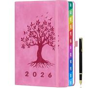 ZXHQ Diary 2026 Week to View A5, Design for UK, Vertical Version, Jan - Dec, 2026 Weekly & Monthly Full Year Planner, Hardcover, UK Holidays, Colourful Tabs, Inner Pocket - Pink