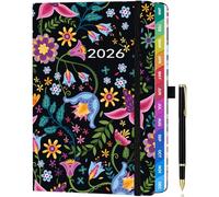 ZXHQ Diary 2026 Week to View A5, Design for UK, Vertical Version, Jan - Dec, 2026 Weekly & Monthly Full Year Planner, Hardcover, UK Holidays, Colourful Tabs, Inner Pocket - Floral Folk Art