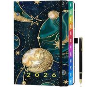ZXHQ Diary 2026 Week to View A5, Jan - Dec 2026, Weekly and Monthly Full Year Planner, UK Holiday, Colorful Monthly Tabs, with Pen, Inner Pocket, Size(5.9" × 8.5") - Planet