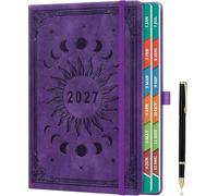 ZXHQ Diary 2027 Day Per Page A5, Jan - Dec, with Colorful Tabs, UK Holidays, Inner Pocket,100 Gsm Paper, Pen Set, Full Year Daily Planner 2027 with Monthly View, 5.9" × 8.5" - Galaxy Purple