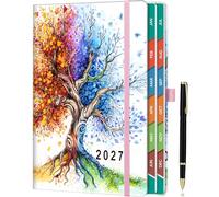 ZXHQ Diary 2027 Page a Day A5 from Jan to Dec, 2027 Diary Day to View, Daily Planner with Monthly Overviews, UK Holiday, Colorful Tabs, Pen Set and Inner Pocket, 5.9" × 8.5"- Tree of Seasons