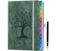 ZXHQ Diary 2027 Week to View A5, Jan to Dec, Weekly & Monthly Full Year Planner, UK Holidays, Colourful Monthly Tabs, Fine Inner Pocket, Hardcover, Pen Set, 5.9" × 8.5" - Sage Green