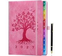 ZXHQ Diary 2027 Week to View A5, Jan to Dec, Weekly & Monthly Full Year Planner, UK Holidays, Colourful Monthly Tabs, Fine Inner Pocket, Hardcover, Pen Set, 5.9" × 8.5" - Blush Pink