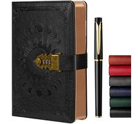 ZXHQ Lock Diary with Pen, A5 Ruled 240 Pages PU Leather Journal with Lock, Refillable Hardcover journals for Writing Personal Planner Organizer for Men and Women, Size A5(8.5 × 5.9 Inch) Black