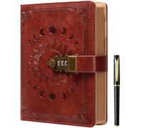 ZXHQ Lock Diary with Pen, A5 Ruled 240 Pages PU Leather Journal with Lock, Refillable Hardcover journals for Writing Personal Planner Organizer for Men and Women, Size A5(8.5 × 5.9 Inch) Brown