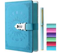 ZXHQ Lock Diary with Pen Set, A5 240 Pages Secret Lockable Journal, Personal Planner Organizer Notebook, Colorful Spray Edge, Size A5(8.5" × 5.9") Blue