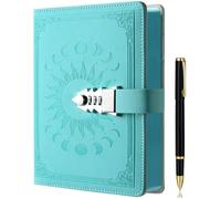 ZXHQ Lock Diary with Pen Set, A5 240 Pages Secret Lockable Journal, Personal Planner Organizer Notebook, Colorful Spray Edge, Size A5(8.5" × 5.9") Lightblue