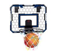 zxhrybh Over The Door Basketball Hoop, with LED Lights and Electronic Scoreboard, Indoor Basketball Goal for Kids, Teens and Adults, Gift for Boys(Blue)