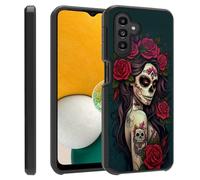ZXHSBROK Galaxy A34 5G Phone Case, Heavy Duty 2 in 1 Dual Layer Hybrid Hard PC & Soft Silicone Shockproof Protection Case for Samsung Galaxy A34 5G 2023, Sugar Skull Girl Roses