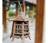 ZXHStore Courtyard Vintage Cast Iron Candle Holder Japanese Pagoda Oriental Hanging Garden Lantern Candle Holder Indoor/Outdoor