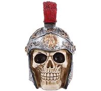 ZXHStore Roman Soldier Skull Resin Statue with Helmet Skeleton Figurine Halloween Decor Crafts 7.9inches