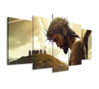 ZXHYWYM 5 Piece Christian Wall Art Jesus Pictures Set of 5 for Christ Church Dining Living Room Home Decor Cross Painting Canvas God Poster Prints Framed (Size 1)