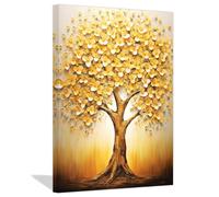 ZXHYWYM Abstract Big Tree Canvas Wall Art Golden Yellow Flowers Tree Oil Painting Prints Modern Plant Artwork Home Decor Ready to Hang(2, (12.00" x 18.00"))