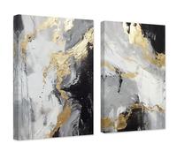 ZXHYWYM Abstract Black White & Gold Wall Decor 2 Pieces Abstract Canvas Art Prints Paintings Modern Artwork for Living Room Bedroom Decor(2, (20.00" x 30.00" x 2PCS))