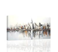 ZXHYWYM Abstract Cityscape Wall Art Picture of New York City Skyline Watercolor Building Canvas Prints Artwork for Living Room Office Home Decor (C, (60.00 x 120.00 cms))