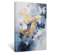 ZXHYWYM Abstract Golden Butterfly Wall Decor Navy Blue and Gold Picture Painting Luxury Butterflies Canvas Prints Modern Home Decor Artwork (Picture-6, (16.00" x 24.00"))