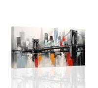 ZXHYWYM Abstract Wall Art New York Brooklyn Bridge Pictures City Scene Canvas Prints Watercolor Cityscape Artwork for Living Room Office Home Decor (B, (25.00 x 50.00 cms))