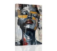 ZXHYWYM African American Abstract Wall Art Black Art Wall Decor Framed Black Woman Picture Prints Black Girl Painting Canvas Girl Bedroom Home Decor (B, (40.00 x 60.00 cms))