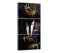 ZXHYWYM African American Wall Art 3 Piece Black Man Pictures Gold Crown Paintings Afro King Canvas Print for Living Room Bedroom Home Office Framed (D, (28x35cmx3))