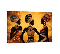 ZXHYWYM African American Woman Wall Art Black Aart Wall DecorAfrican Tribal Painting Africa Ethnic Picture African Girl Women Canvas Print Artwork Framed (B, (60.00 x 90.00 cms))