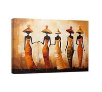 ZXHYWYM African American Woman Wall Art Black Aart Wall DecorAfrican Tribal Painting Africa Ethnic Picture African Girl Women Canvas Print Artwork Framed (A, (70.00 x 105.00 cms))