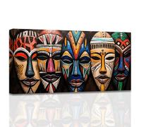ZXHYWYM African Mask Canvas Painting African Traditional Mask Pictures Prints African Tribal Ethnic Mask Wall Art Large Artwork for Bedroom Decor Framed (Black, (40L x 80W cm))