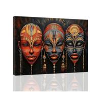 ZXHYWYM African Masks Wall Art Vintage Tribal Painting Black Art Prints African Traditional Culture Canvas Afro Ethnic Pictures African American Wall Decor Framed (Black, (40.00 x 60.00 cms))