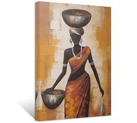 ZXHYWYM African Women Canvas Wall Art Traditional Black Girl Portrait Painting Prints Africa Tribal Ethnic Ancient Tribe Picture Retro Style Artwork Decor(Picture-1, (16.00" x 24.00"))