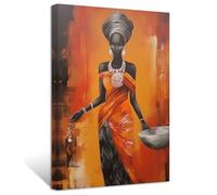 ZXHYWYM African Women Canvas Wall Art Traditional Black Girl Portrait Painting Prints Africa Tribal Ethnic Ancient Tribe Picture Retro Style Artwork Decor(Picture-2, (12.00" x 18.00"))