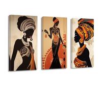 ZXHYWYM African Women Wall Art 3 Pieces Traditional Black Girl Portrait Picture Africa Tribal Ethnic Ancient Tribe Painting Prints Vintage Style Canvas Vertical Artwork(3, (10.00" x 20.00" x 3PCS))
