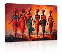 ZXHYWYM African Women Wall Art Africa Tribal Ethnic Ancient Tribe Canvas Prints Traditional Black Girl Wearing Headscarf Picture Vintage African American Artwork(Picture-2, (16.00" x 24.00"))