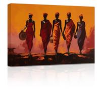 ZXHYWYM African Women Wall Art Africa Tribal Ethnic Ancient Tribe Canvas Prints Traditional Black Girl Wearing Headscarf Picture Vintage African American Artwork(Picture-1, (20.00" x 30.00"))