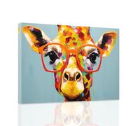 ZXHYWYM Animals with Glasses Wall Art Abstract Giraffe Picture Colorful Giraffe Canvas Painting Funny Giraffes Poster Nursery Children's Room Decor (A, (30.00 x 45.00 cms))