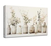 ZXHYWYM Bathroom Wall Art Rustic Flower in Vase Picture Farmhouse Floral Bouquets Canvas Prints Beige Botanical Artwork Country Kitchen Wall Decor(Picture-2, (20.00" x 30.00"))