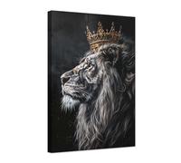 ZXHYWYM Black African Wall Art Gold Crown Wall Decor King Lion Picture Animal Canvas Prints Afro Artwork for Home Office Living Room Decoration Framed (A, (40.00 x 60.00 cms))