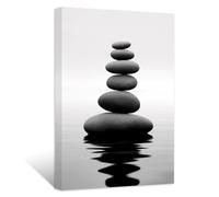 ZXHYWYM Black and White Zen Wall Art Stones on Water Pictures SPA Canvas Prints Natural Meditation Artwork for Yoga Bathroom Wall Decor(Picture-2, (12.00" x 18.00"))