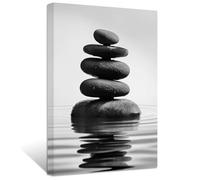 ZXHYWYM Black and White Zen Wall Art Stones on Water Pictures SPA Canvas Prints Natural Meditation Artwork for Yoga Bathroom Wall Decor (Picture-3, 16.00" x 24.00")