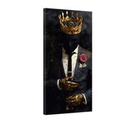 ZXHYWYM Black King Wall Art African American Black Man Canvas Painting Gold Crown Picture Prints Man Room Wall Decor Bedroom Office Decor Framed (Black, (30.00 x 60.00 cms))