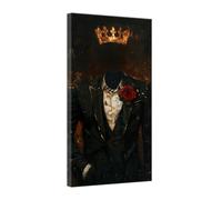ZXHYWYM Black King Wall Art African American Black Man Canvas Painting Gold Crown Picture Prints Man Room Wall Decor Bedroom Office Decor Framed (Red, (30.00 x 60.00 cms))