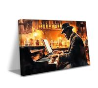 ZXHYWYM Black Music Canvas Wall Art Abstract Black Jazz Painting African American Picture Prints Musical Instruments Poster Musical Club Decor Framed (Black, (70L x 105W cm))