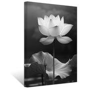 ZXHYWYM Black White Zen Bathroom Wall Art Lotus Picture for Wall Spiritual Water Lily Canvas Prints Spa Artwork for Meditation Yoga Room(Picture-2, (12.00" x 18.00"))