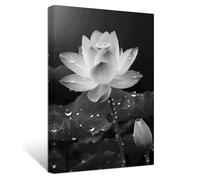 ZXHYWYM Black White Zen Bathroom Wall Art Lotus Picture for Wall Spiritual Water Lily Canvas Prints Spa Artwork for Meditation Yoga Room(Picture-3, (16.00" x 24.00"))