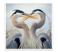 ZXHYWYM Blue Heron Wall Art Animals Couple Pictures Crane Painting Prints Grey Heron Canvas Birds Modern Posters for Bathroom Bedroom Decor Unframe (Gray, (60L x 60W cm))