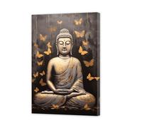 ZXHYWYM Buddha Canvas Wall Art Zen Pictures Buddha Statue Painting Spa Meditation Spiritual Artwork Print for Yoga Room Bathroom Wall Decor Framed (A, (30.00 x 45.00 cms))
