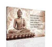 ZXHYWYM Buddha Wall Art Buddhist Motivational Quotes Wall Decor Zen Pictures Spiritual Canvas Prints for Office Spa Yoga Room Bathroom Decor Framed (40 x 60 cms)