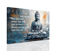 ZXHYWYM Buddha Wall Art Buddhist Motivational Quotes Wall Decor Zen Pictures Spiritual Canvas Prints for Office Spa Yoga Room Bathroom Decor Framed (40 x 60 cms)