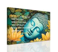 ZXHYWYM Buddha Wall Art Buddhist Motivational Quotes Wall Decor Zen Pictures Spiritual Canvas Prints for Office Spa Yoga Room Bathroom Decor Framed (30 x 45 cms)